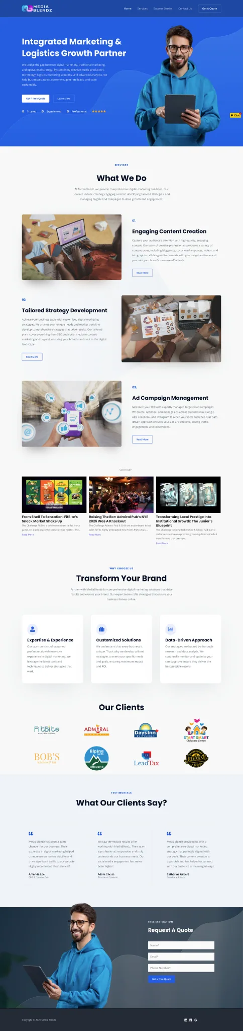 Narrow-screen preview of the website