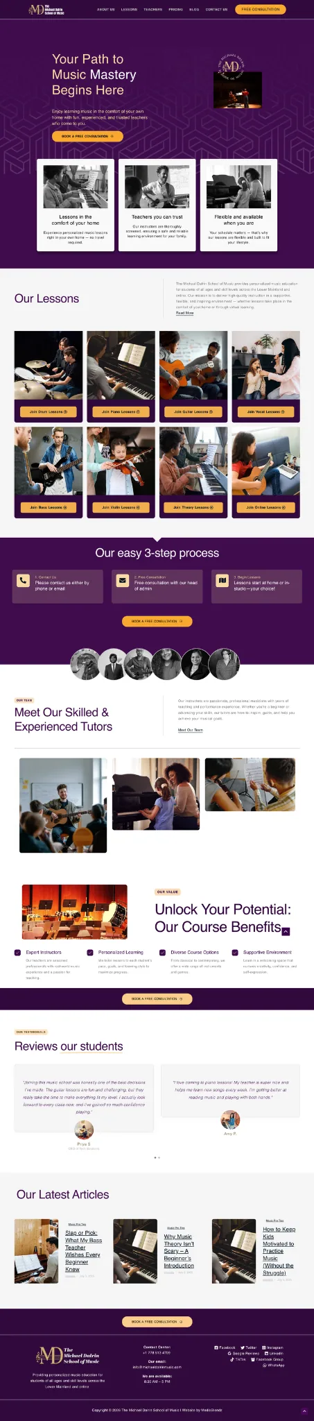 Narrow-screen preview of the website